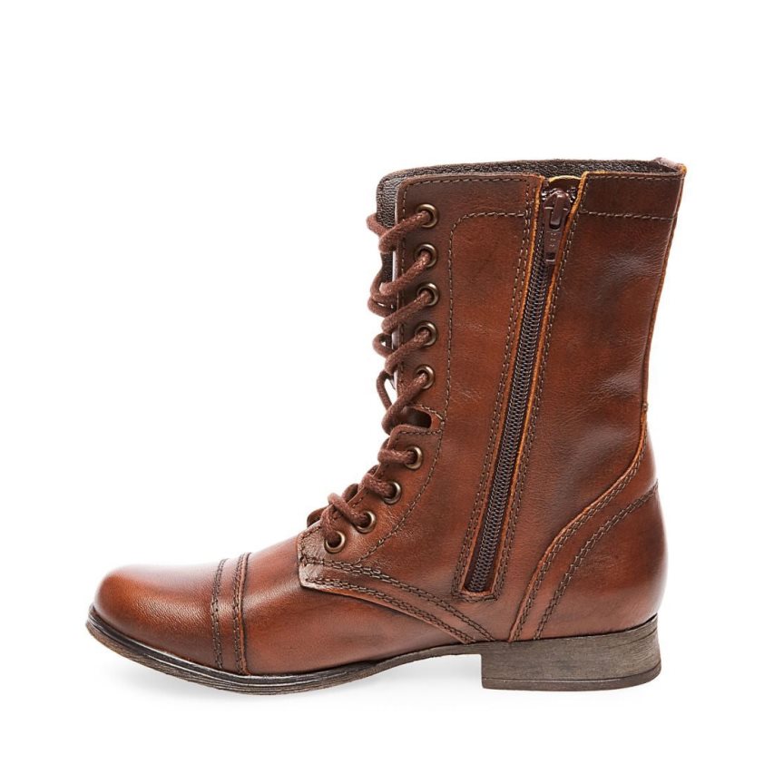 Botines Steve Madden Troopa Cuero Mujer Marrones | ES GS8690